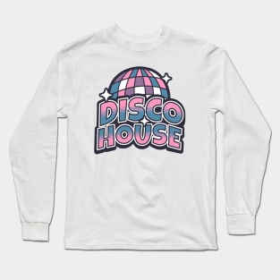 DISCO HOUSE  - Y2K Disco Ball (pink/slate blue) Long Sleeve T-Shirt